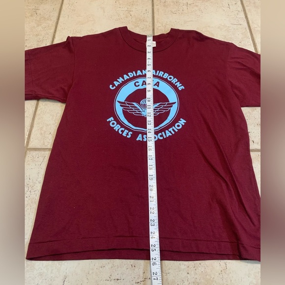 Vintage Canadian Airborne Forces CAFA T-Shirt M/M Burgundy - Picture 5 of 5